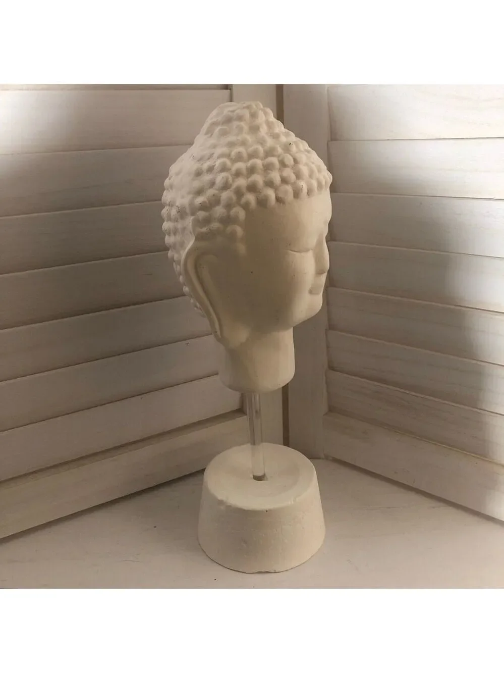 Buddha Head Statue White Ceramic Home Decor
